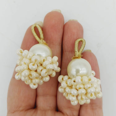 Cream Pearl Bead Tassels Latkan, Indian Latkans, Sewing Latkans